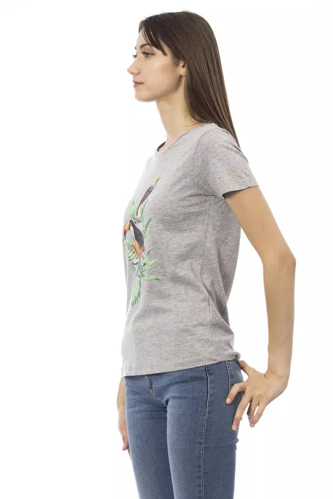 Trussardi Action Graues Baumwoll-T-Shirt für Frauen