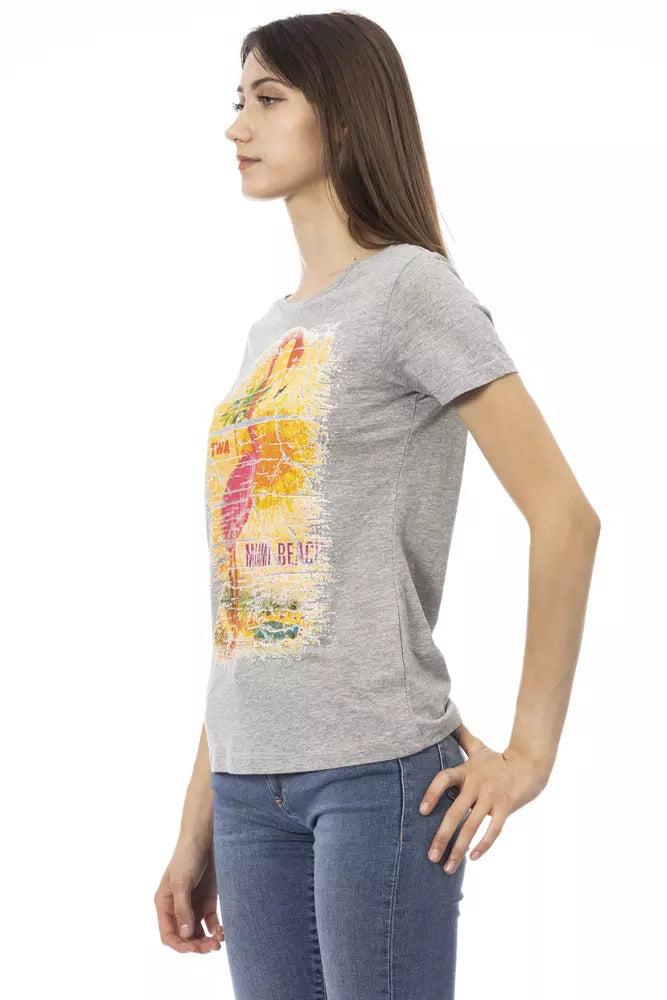 Trussardi Action Graues Baumwoll-T-Shirt für Frauen