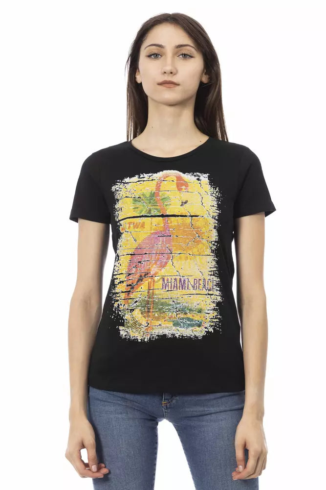 Trussardi Action Schwarzes Baumwoll-T-Shirt für Frauen