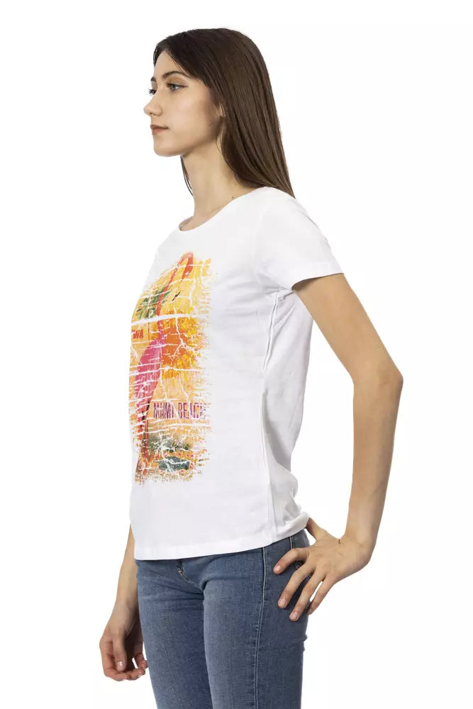 Trussardi Action Schickes weißes Tee mit grafischem Flair