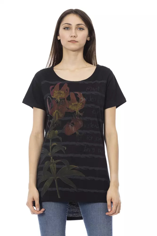 Trussardi Action Schwarzes Baumwoll-T-Shirt für Frauen