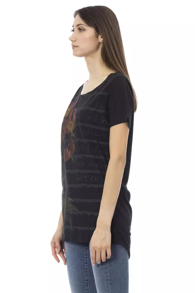 Trussardi Action Schwarzes Baumwoll-T-Shirt für Frauen