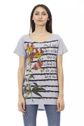 Trussardi Action Graues Baumwoll-T-Shirt für Frauen