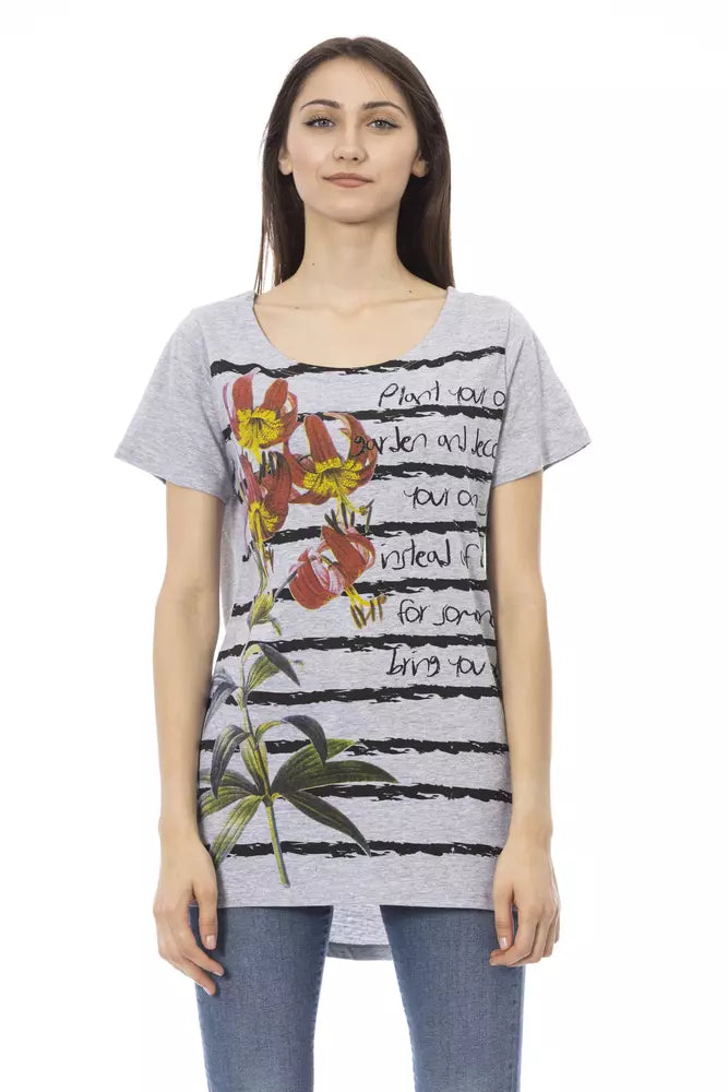 Trussardi Action Graues Baumwoll-T-Shirt für Frauen