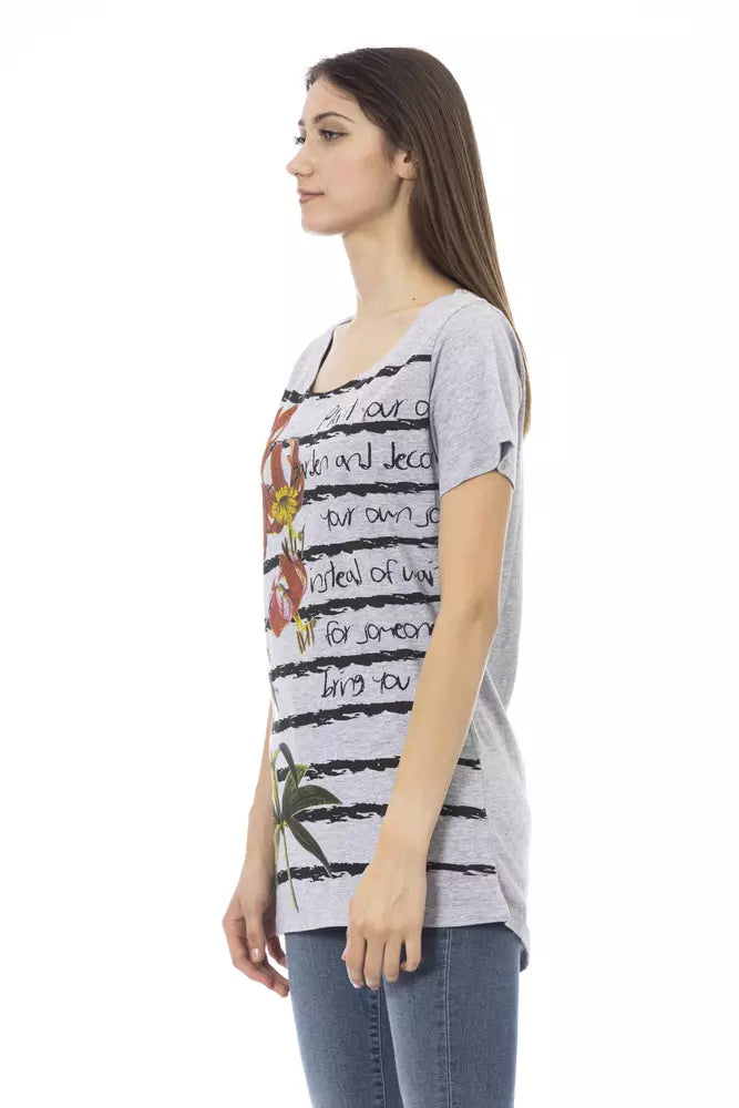 Trussardi Action Graues Baumwoll-T-Shirt für Frauen