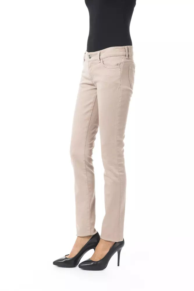 BYBLOS Beige Baumwollhose mit schmaler Passform für Damen