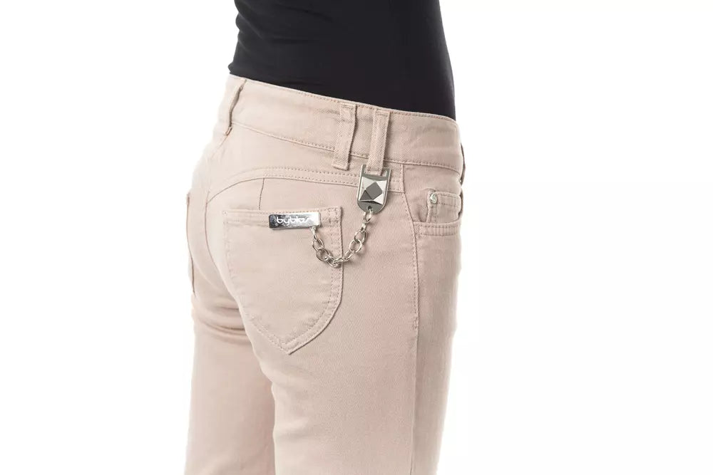 BYBLOS Beige Baumwollhose mit schmaler Passform für Damen