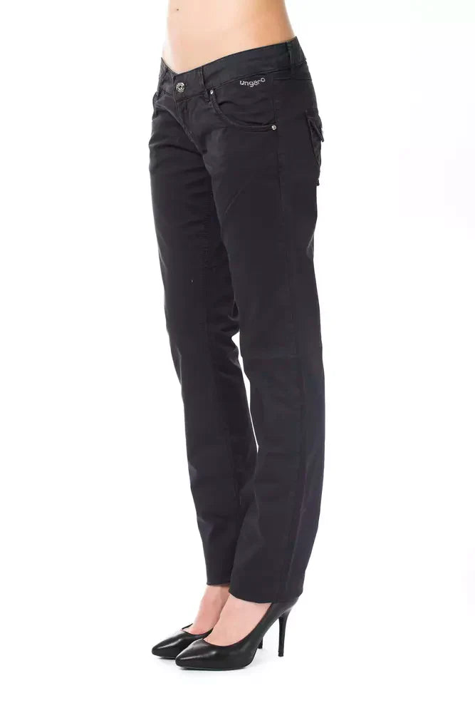 Ungaro Fever Blue Cotton Women's Regular Fit Pant