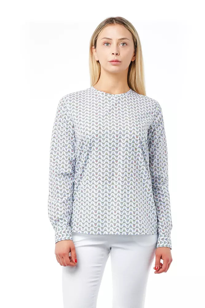 Bagutta Baumwollbluse mit Totenkopf-Print und Knopfverschluss