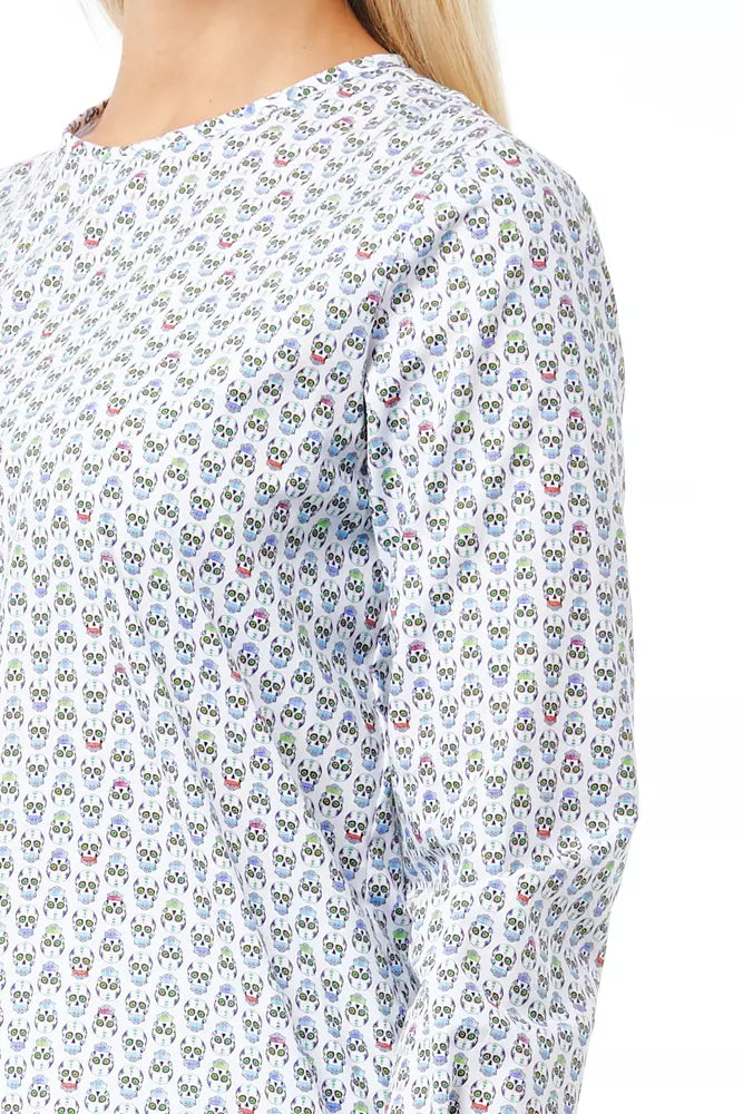 Bagutta Baumwollbluse mit Totenkopf-Print und Knopfverschluss