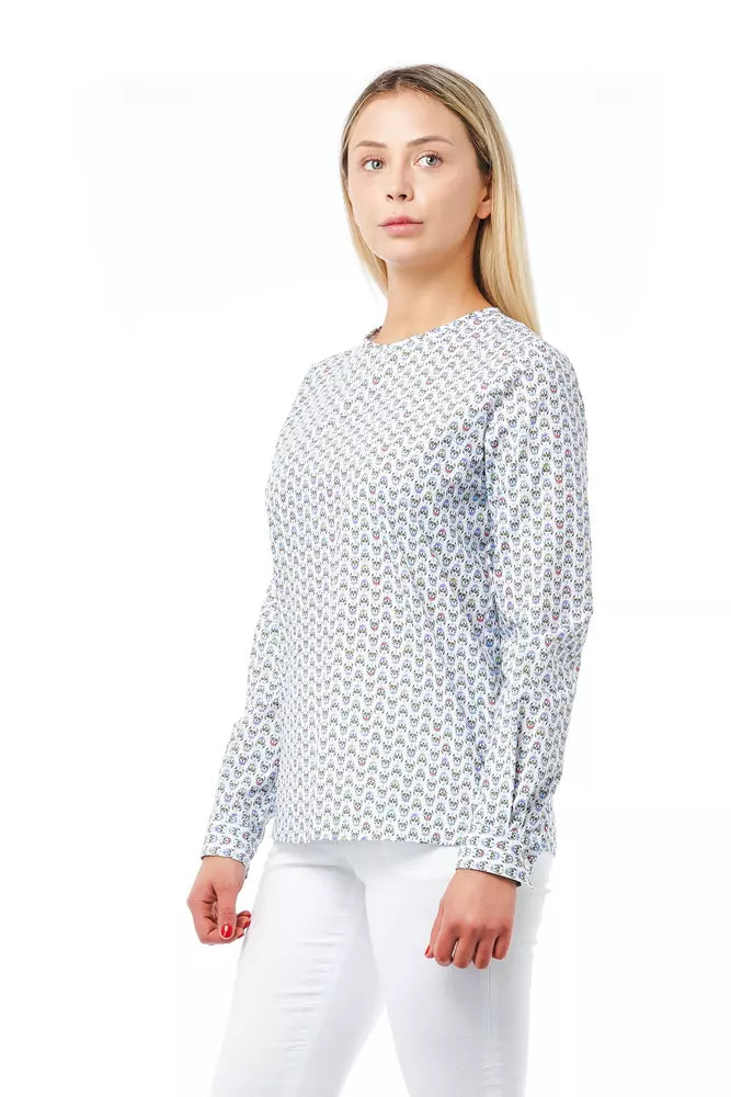 Bagutta Baumwollbluse mit Totenkopf-Print und Knopfverschluss