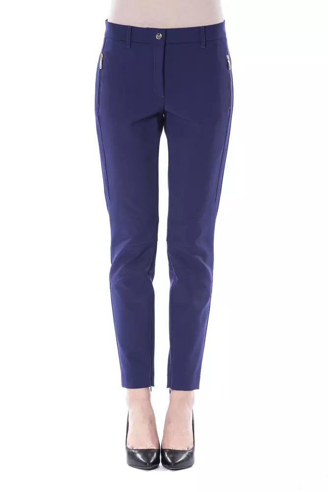 BYBLOS Dunkelblaue Damen-Hose mit schmaler Passform aus Polyester