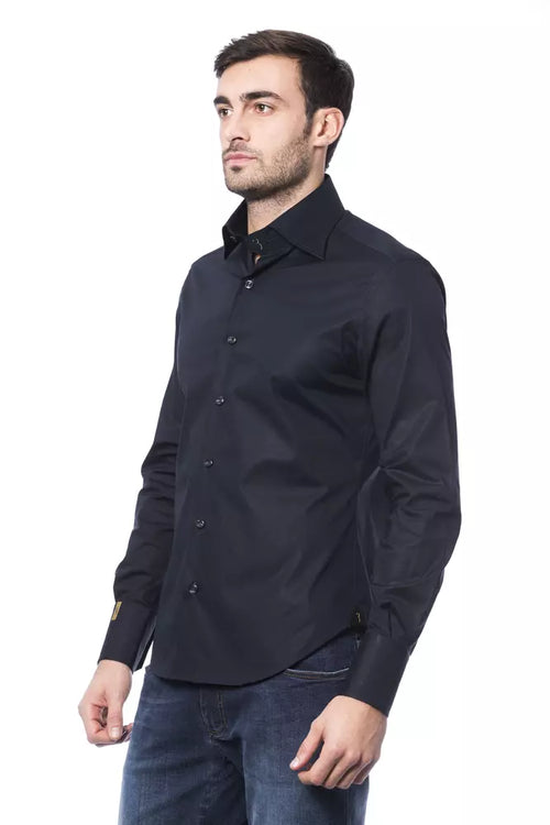 Billionaire Italian Couture Herrenhemd aus blauer Baumwolle