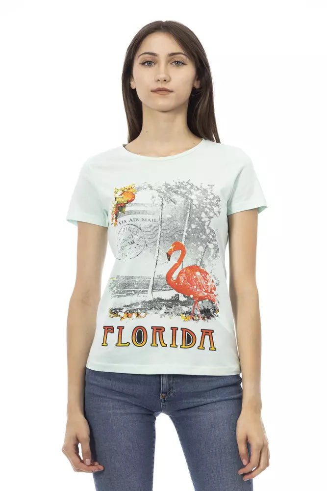 Trussardi Action Hellblaues T-Shirt aus Baumwolle für Frauen