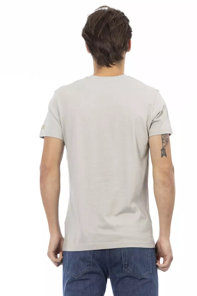 Trussardi Action Graues Baumwoll-T-Shirt mit V-Ausschnitt für Männer