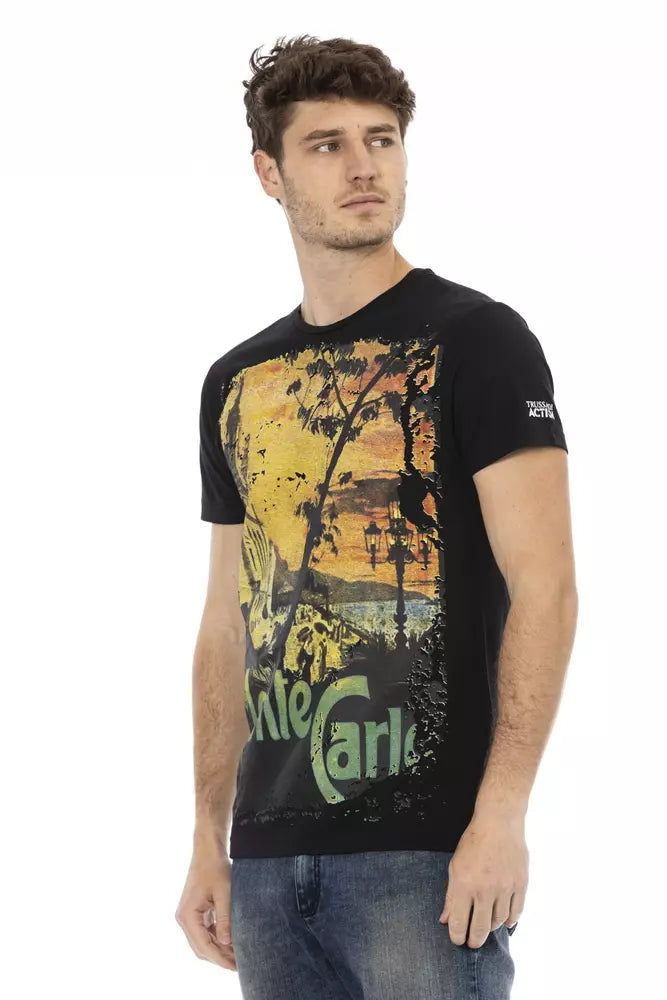 Trussardi Action Schwarzes Baumwolle Männer T-Shirt