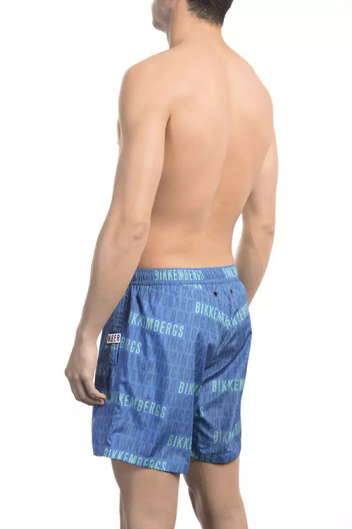 Blue Bikkembergs polyester swimming shorts