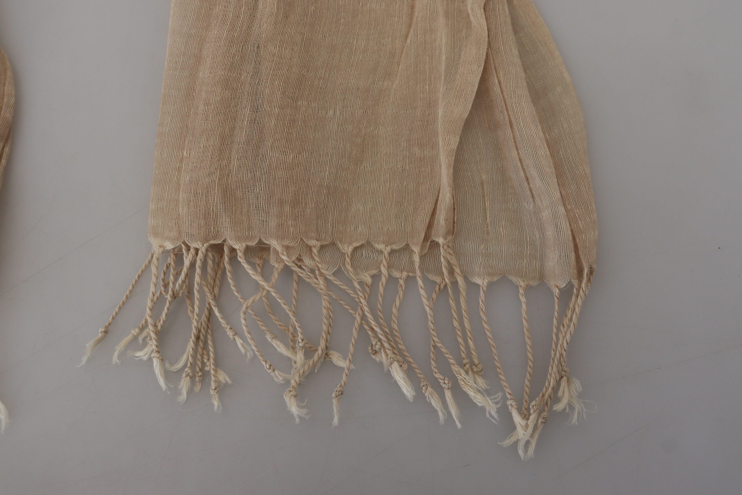 Costume National Beige Baumwollschal Foulard Fransenschal