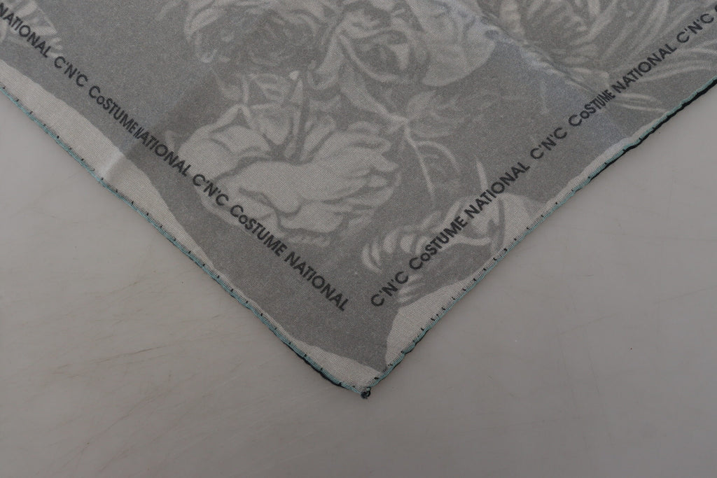 Costume National Grauer Print-Schal Foulard Markenschal
