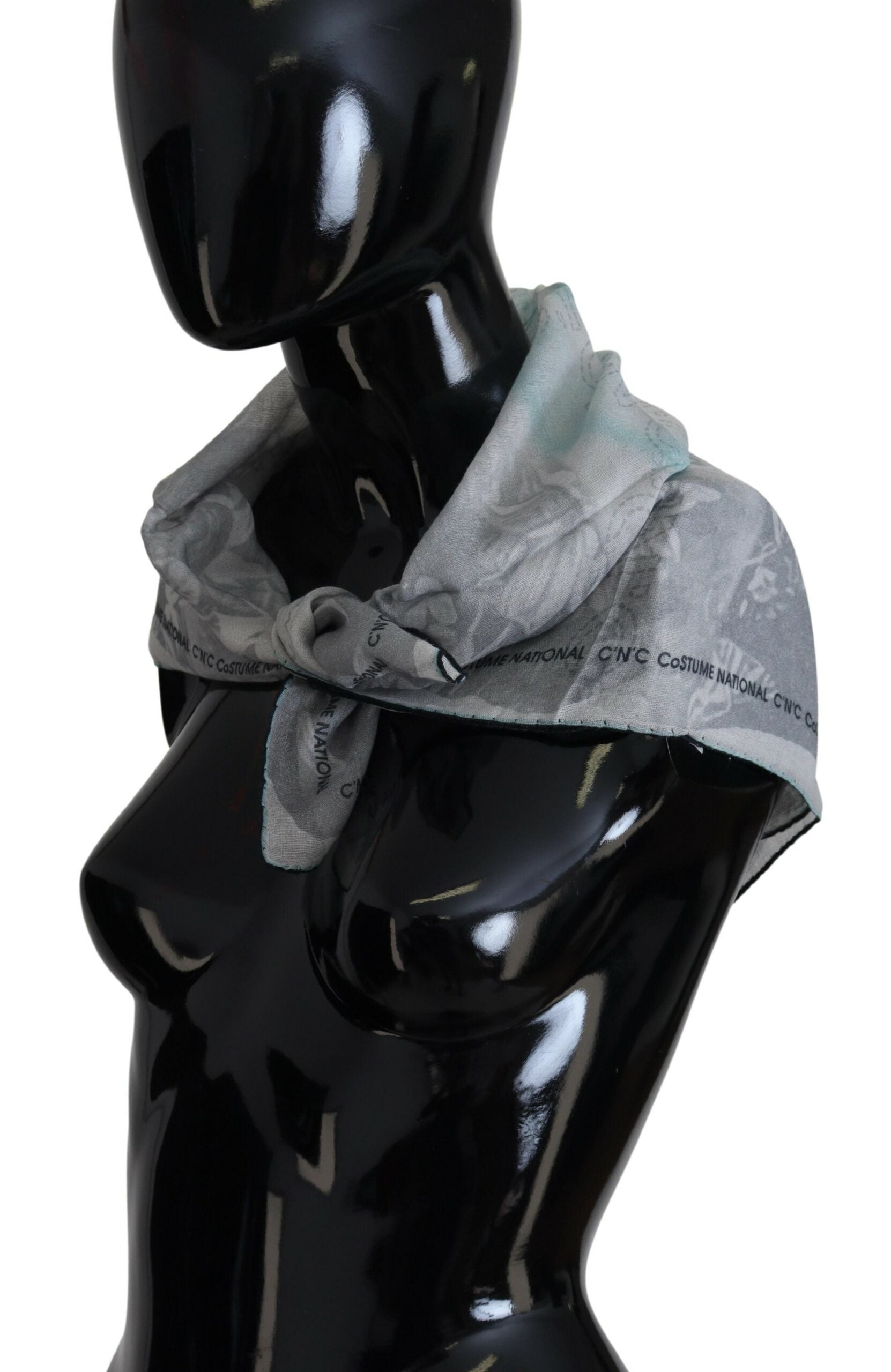 Costume National Grauer Print-Schal Foulard Markenschal
