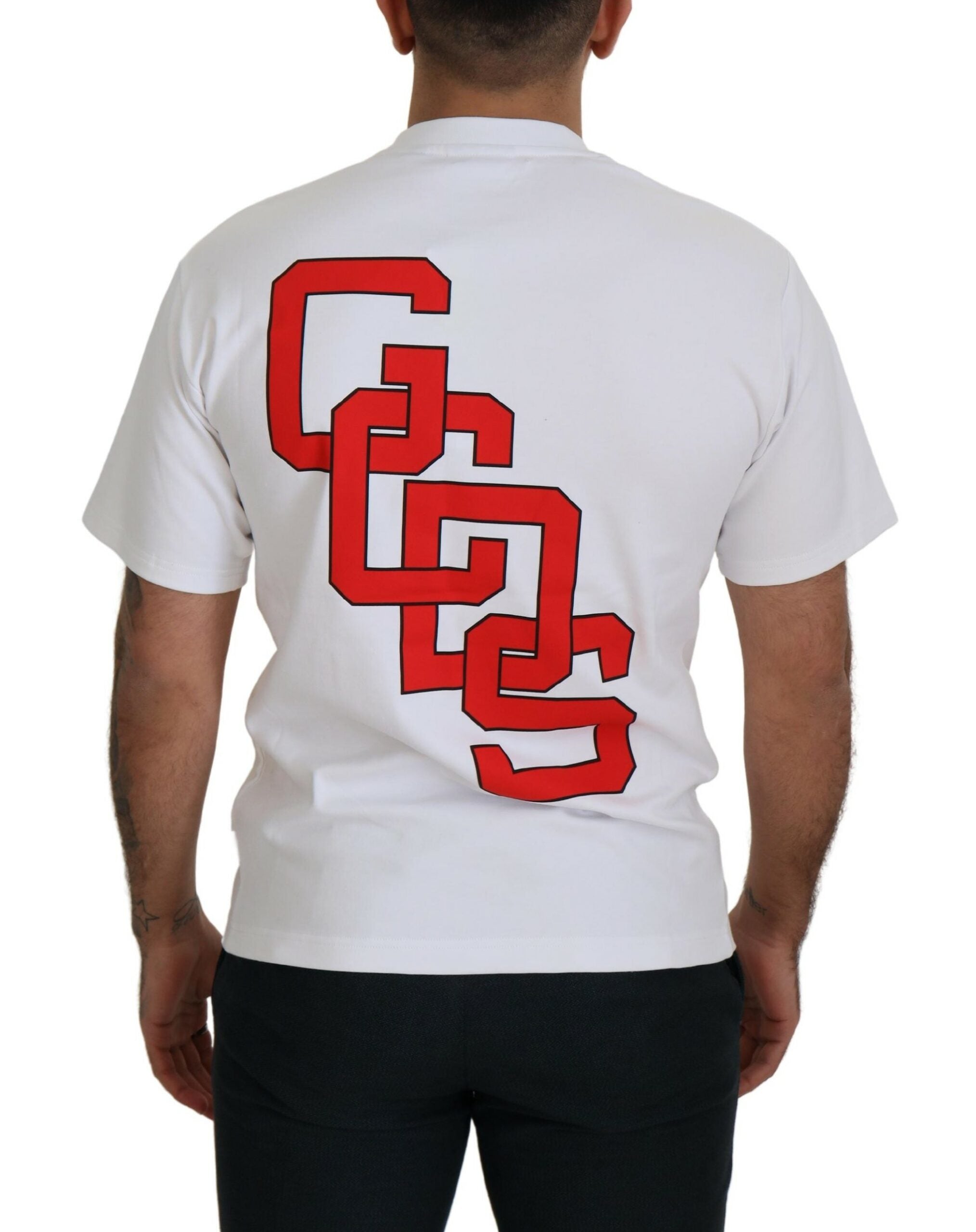 GCDS Weißes T-Shirt mit Logodruck und kurzen Ärmeln aus Baumwolle