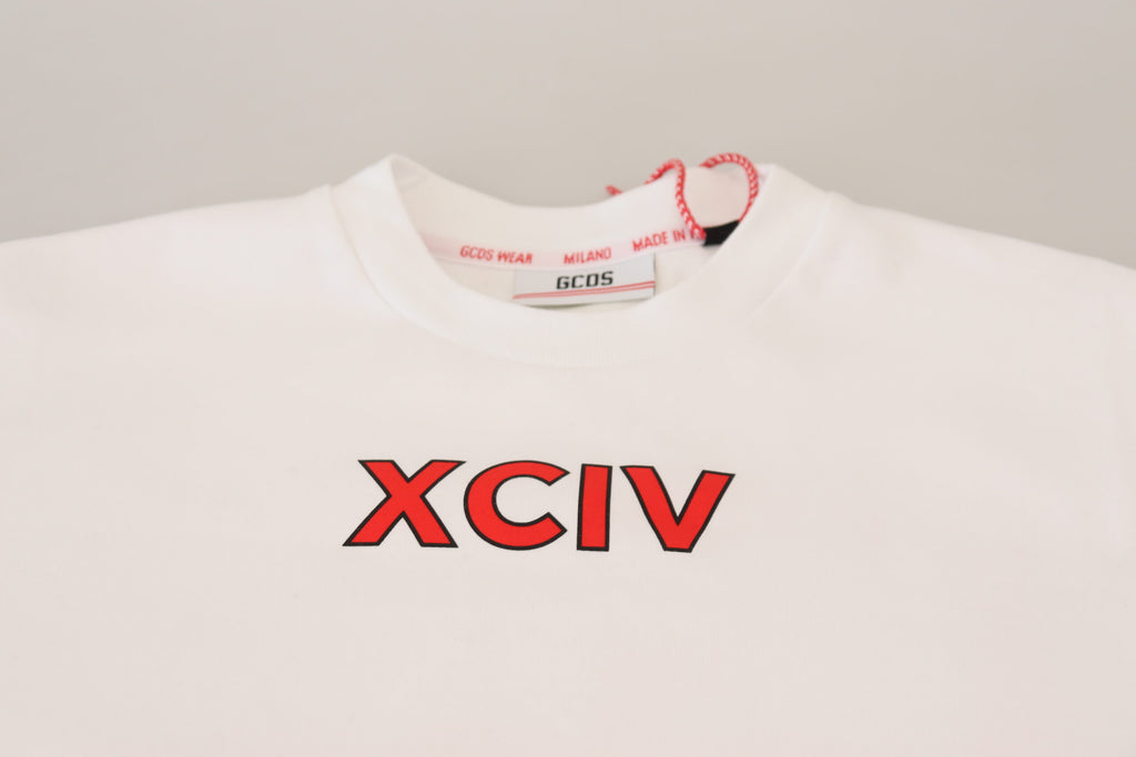 GCDS Weißes T-Shirt mit Logodruck und kurzen Ärmeln aus Baumwolle