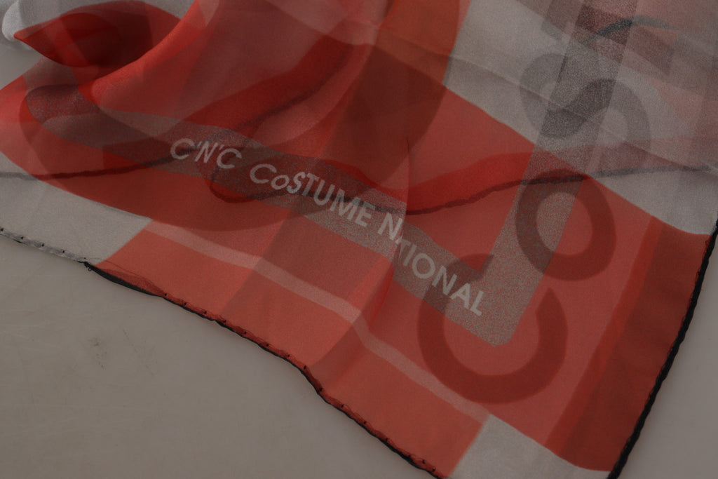 Costume National Grauer roter Schal Foulard Wickelschal