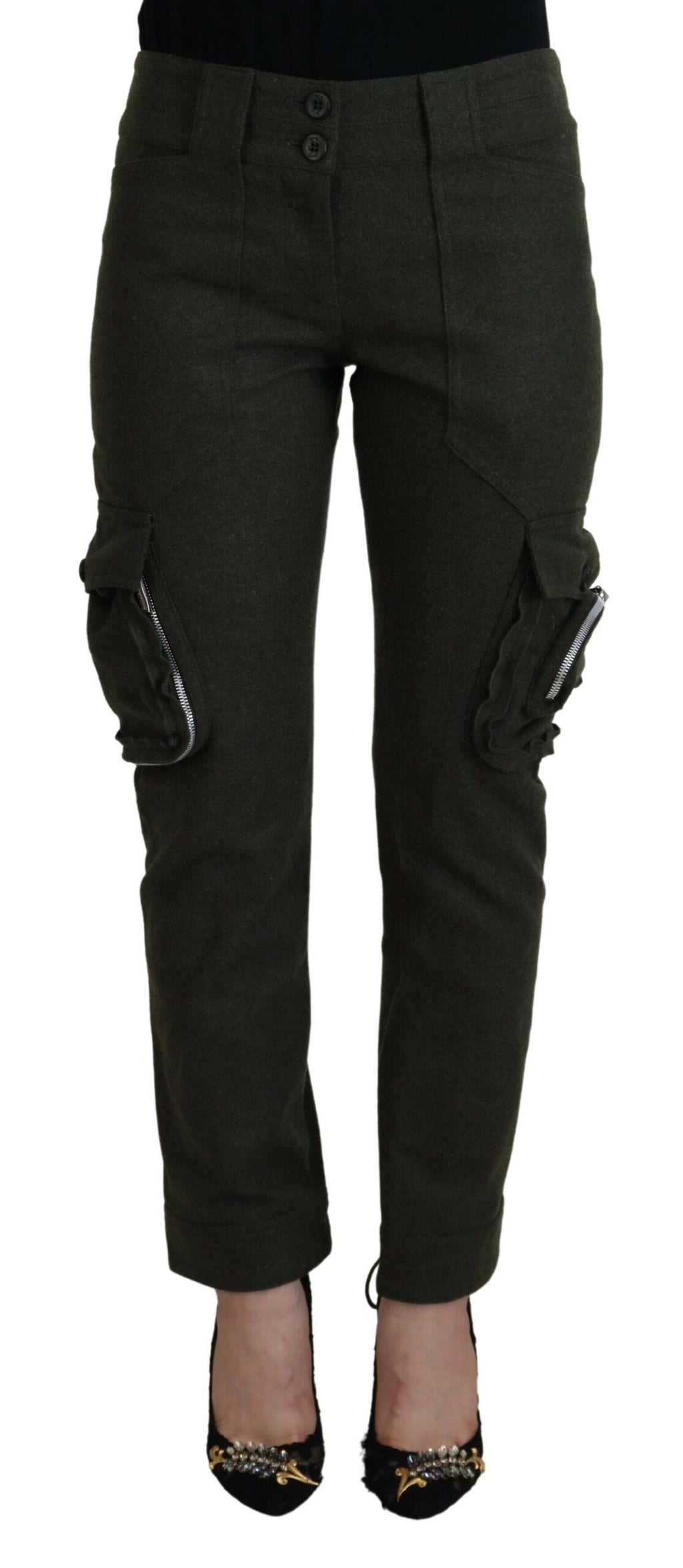 Ermanno Scervino Grüne Lace Up Leg Frauen Tapered Pants