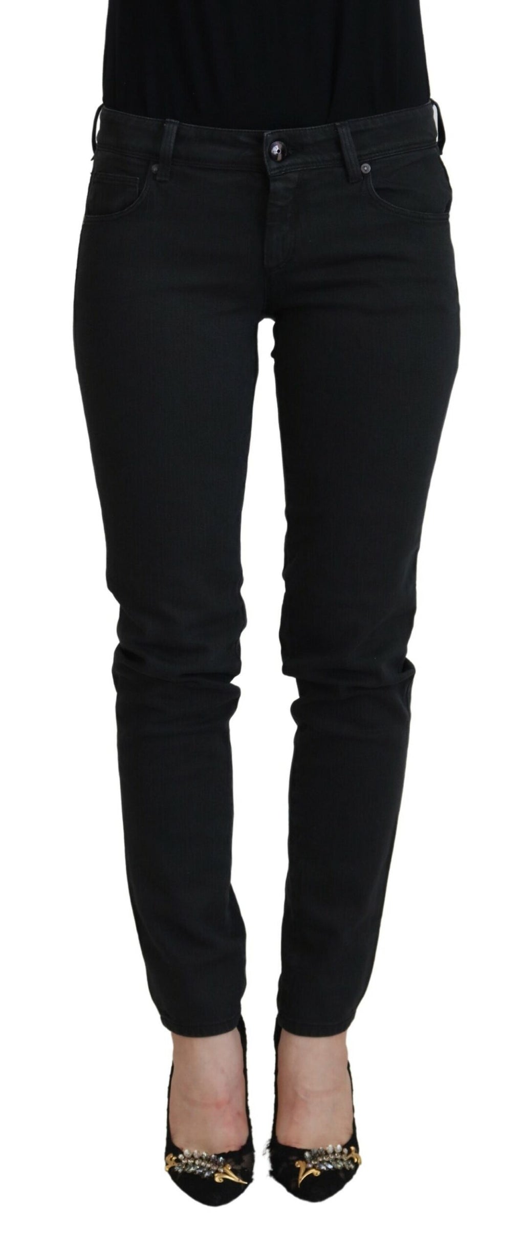 Ermanno Scervino Schwarze Baumwolle Slim Fit Damen Denim Jeans