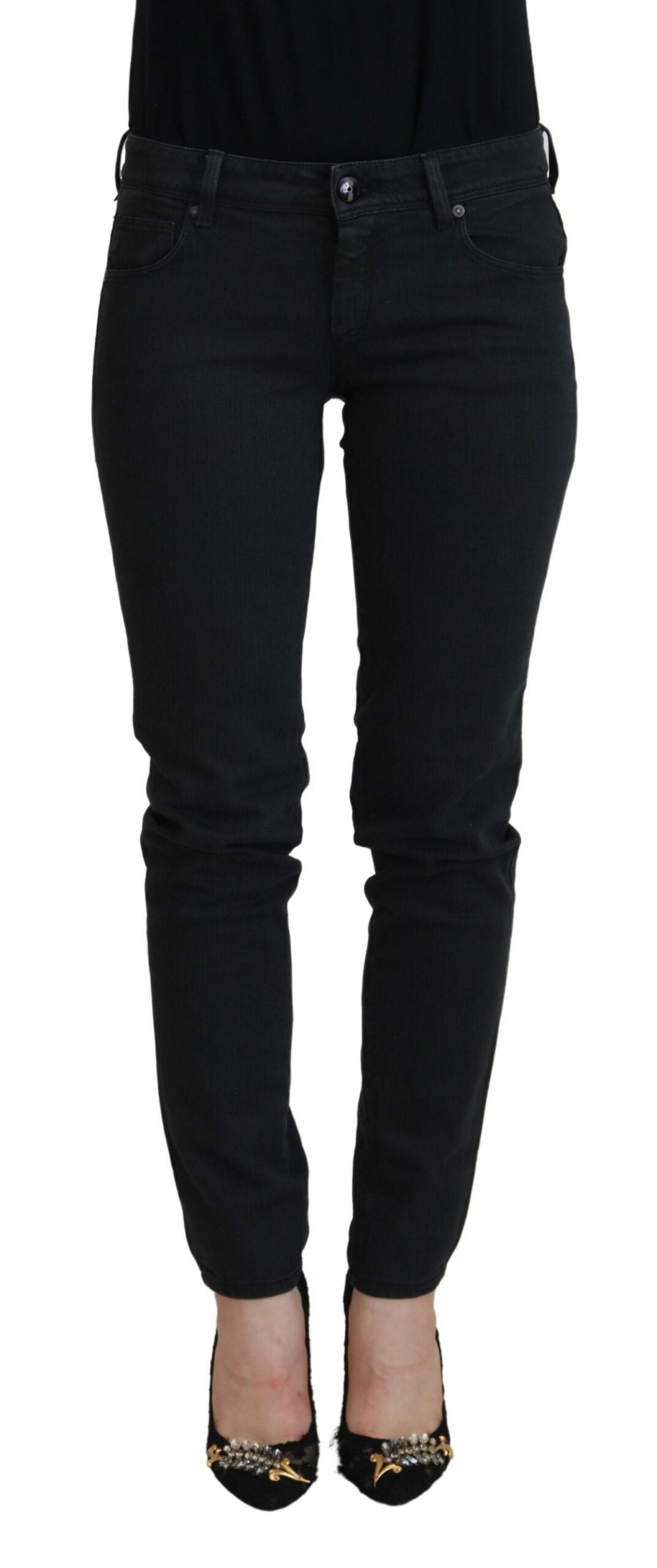 Ermanno Scervino Schwarze Baumwolle Slim Fit Damen Denim Jeans