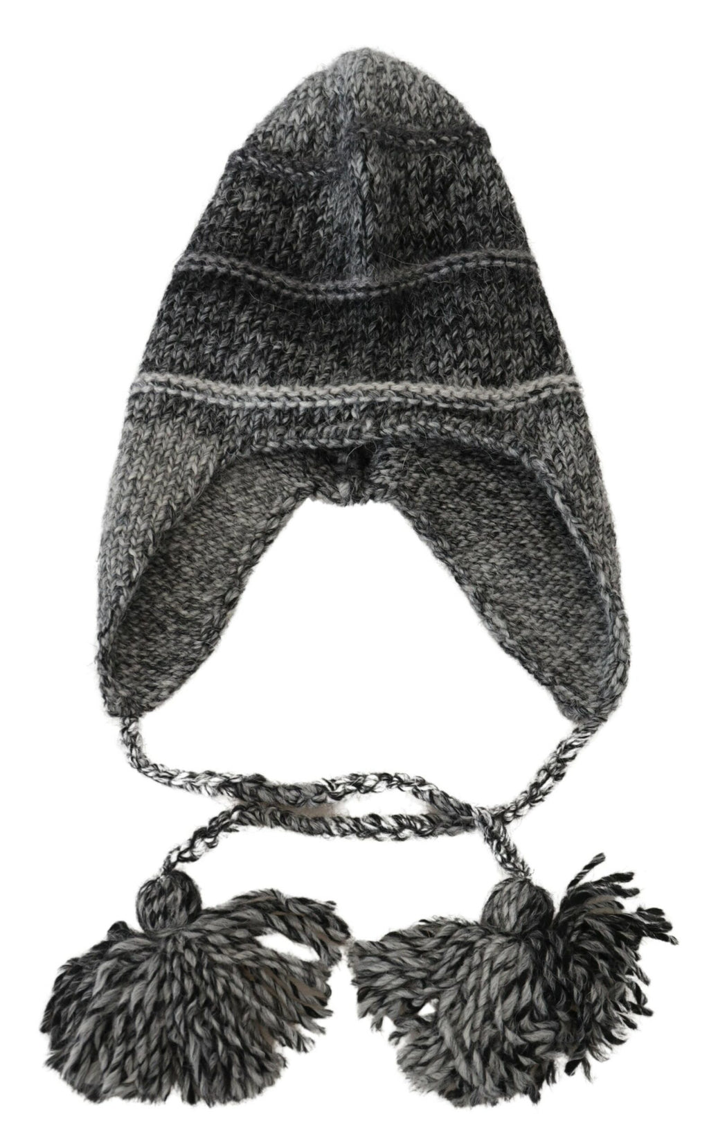 Dolce & Gabbana Graue Warme Fleece Ohrenklappen Strickmütze Beanie