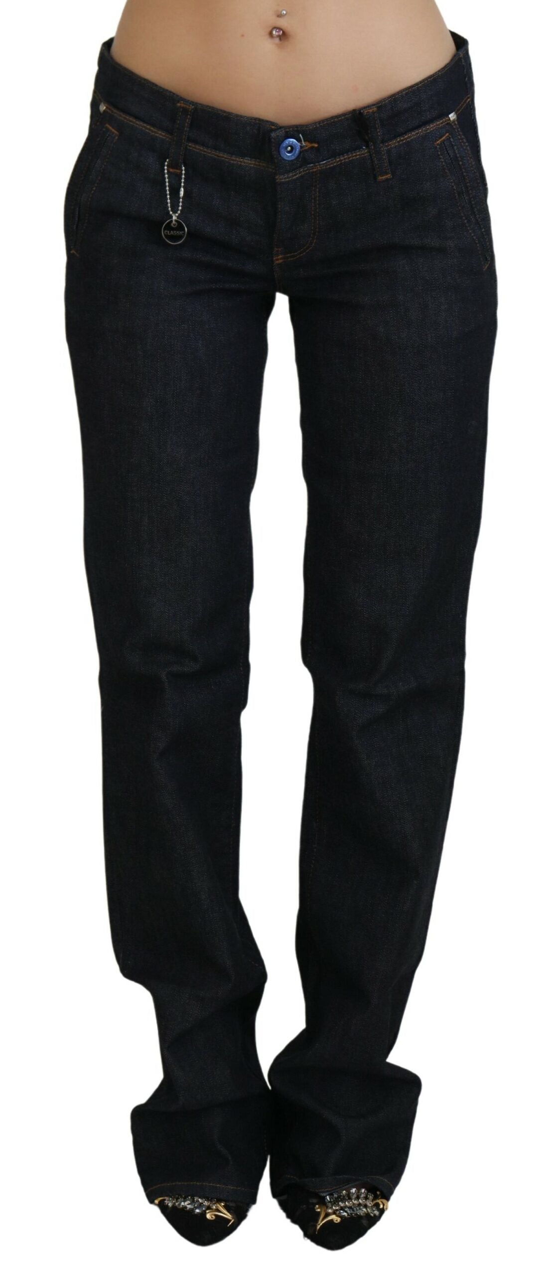 Costume National Blaue Low Waist Straight Denim Hosen Jeans
