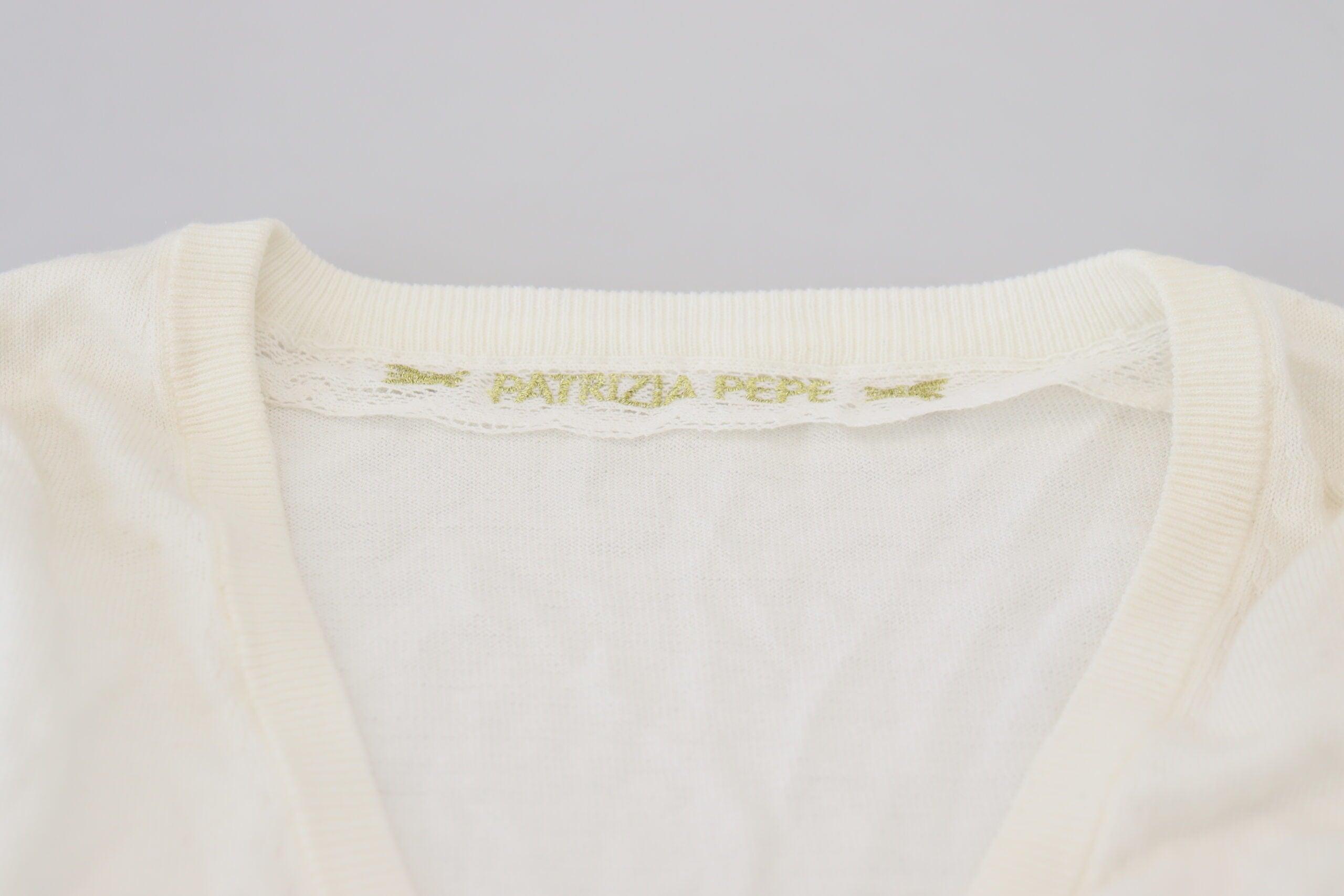 Patrizia Pepe Elfenbeinfarbener V-Ausschnitt mit langen Ärmeln Damen Bluse Top