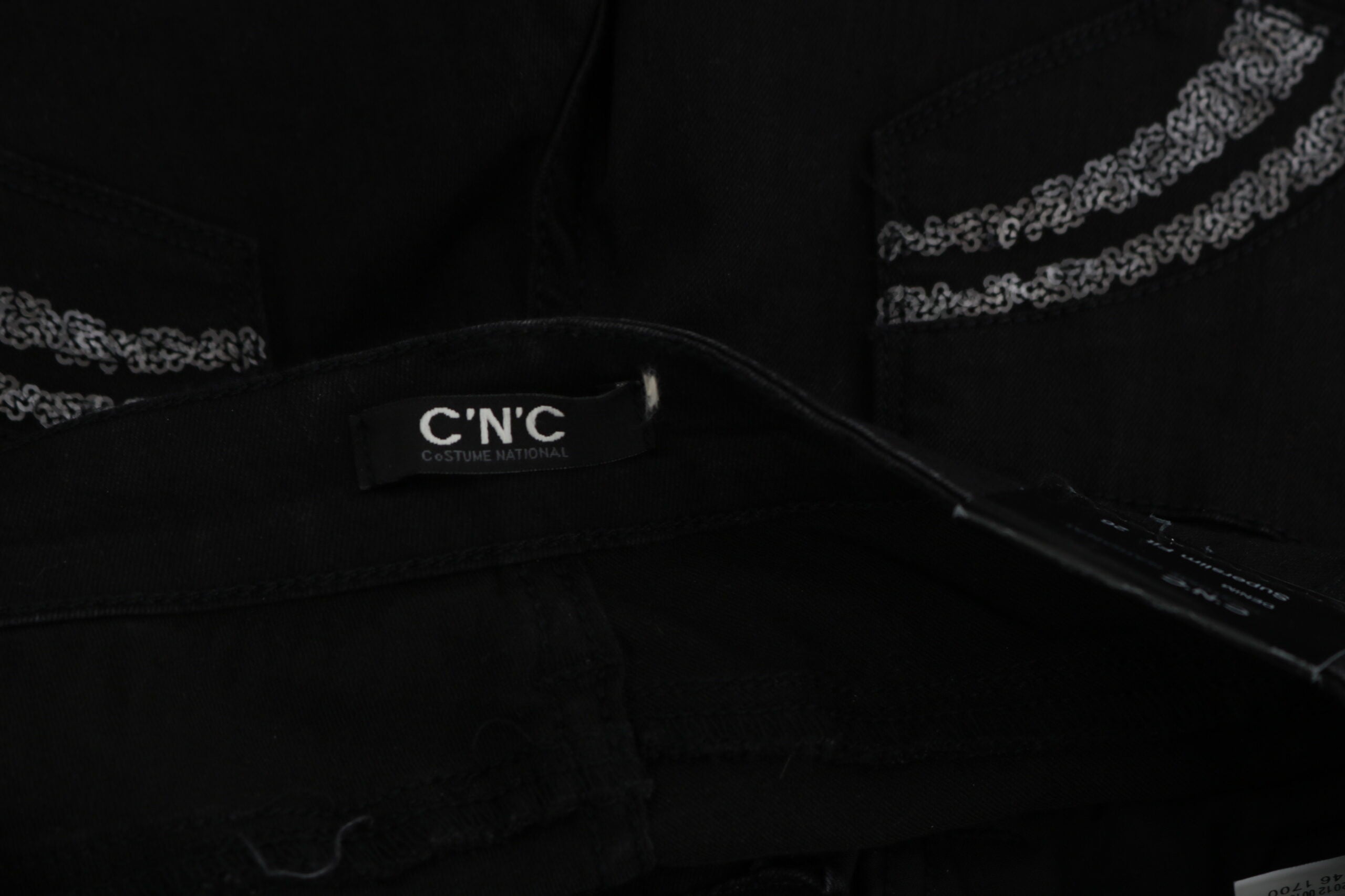 Costume National Schwarze Pailletten-Jeans mit schmaler Taille und schmaler Passform aus Denim
