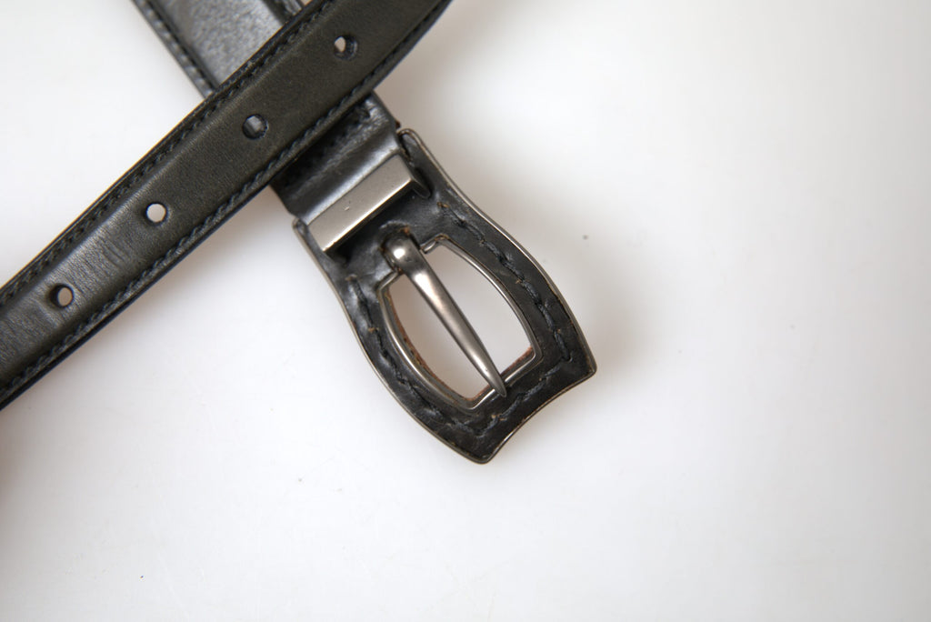 Ermanno Scervino Cintura-Gürtel aus schwarzem Leder mit Metallschnalle