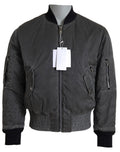 MM6 Maison Margiela Graue Bomberjacke mit Reißverschlusstasche Ärmel