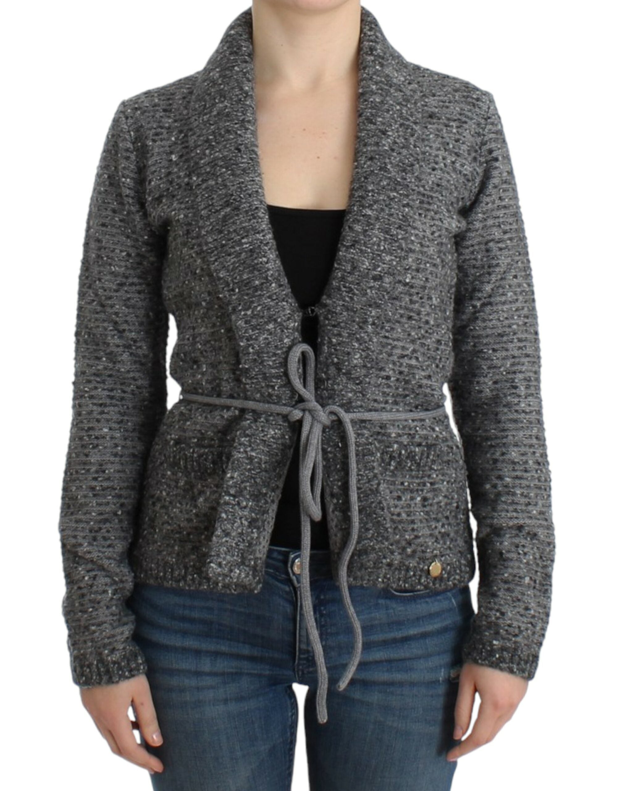Cavalli Graue Wollstrickjacke
