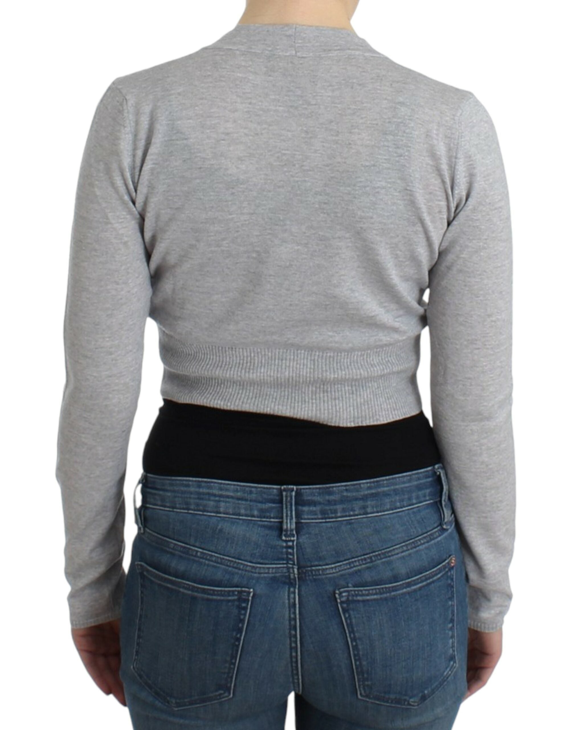 Cavalli Graue Strickjacke aus Wolle in Kurzform