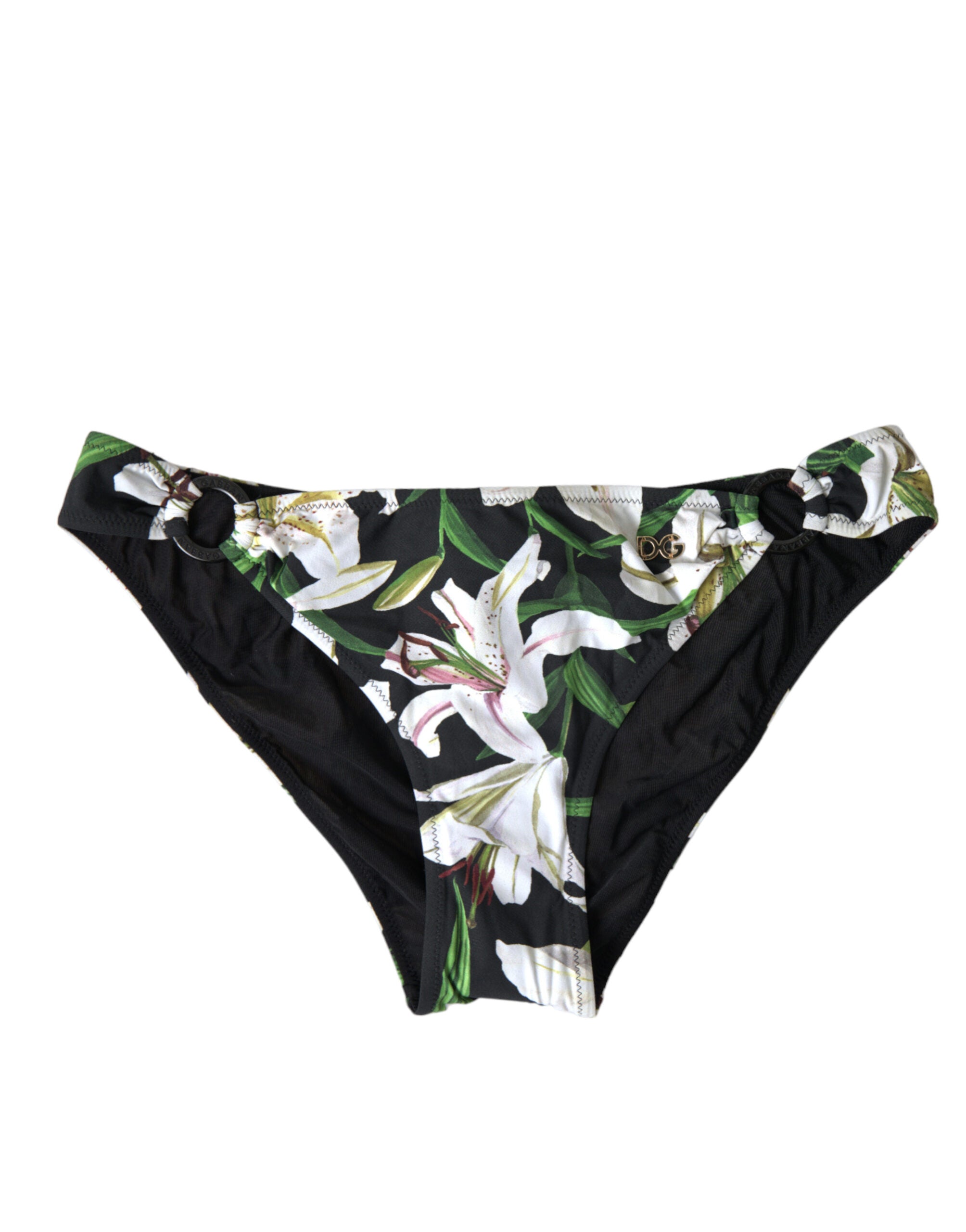 Dolce & Gabbana Schwarze Lily Print Bademode Bottom Beachwear Bikini