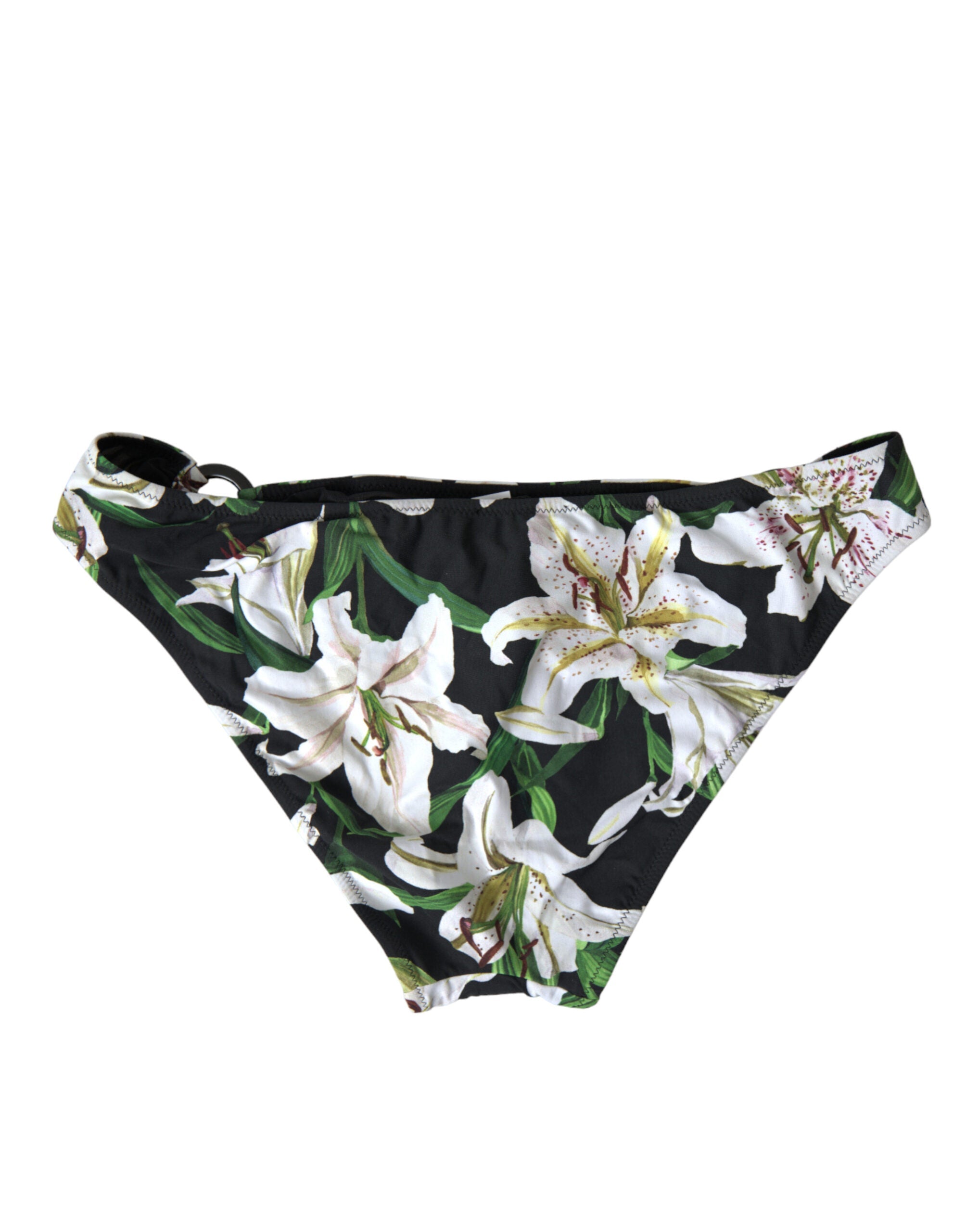 Dolce & Gabbana Schwarze Lily Print Bademode Bottom Beachwear Bikini