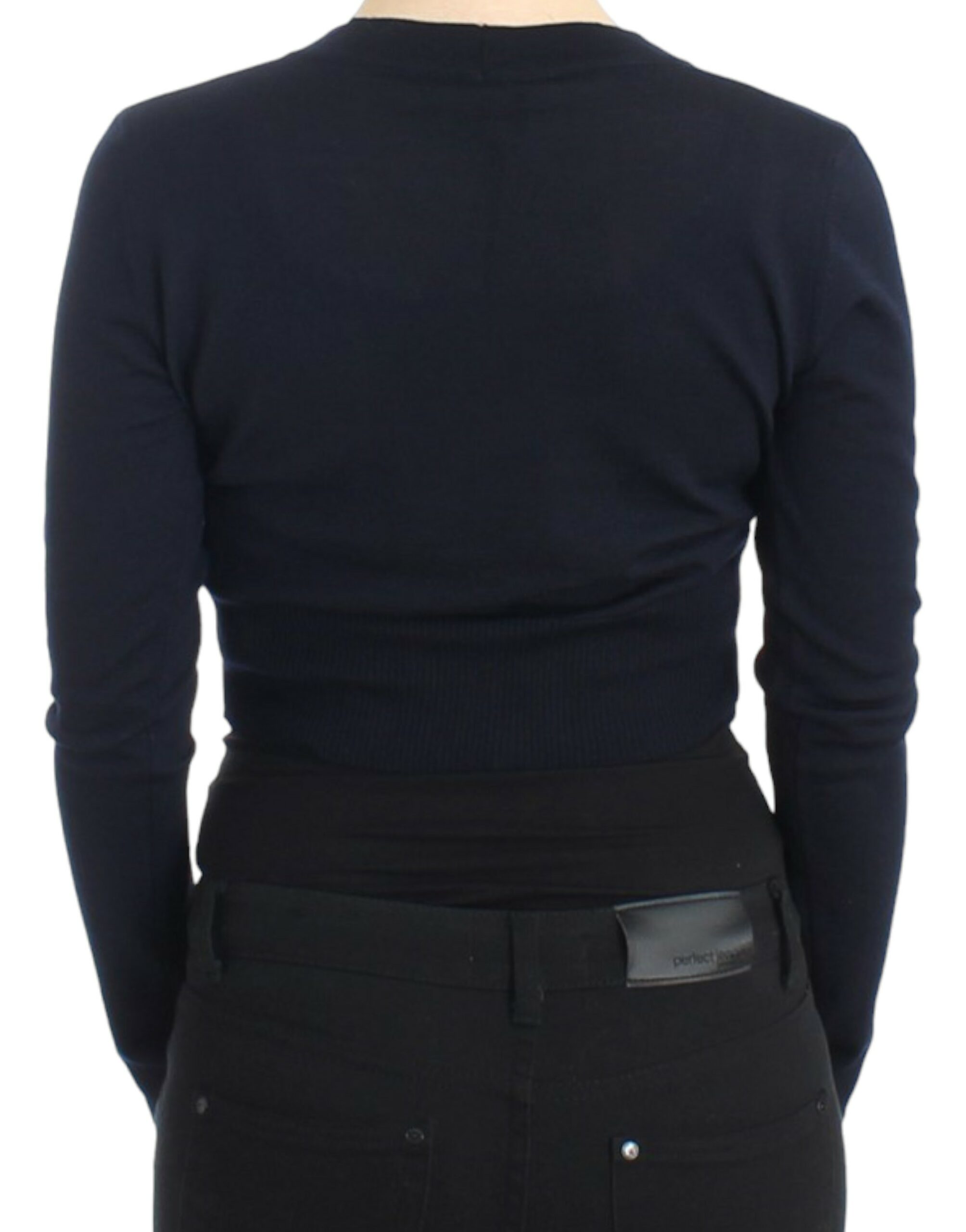 Cavalli Blaue Strickjacke aus Wolle, kurz geschnitten