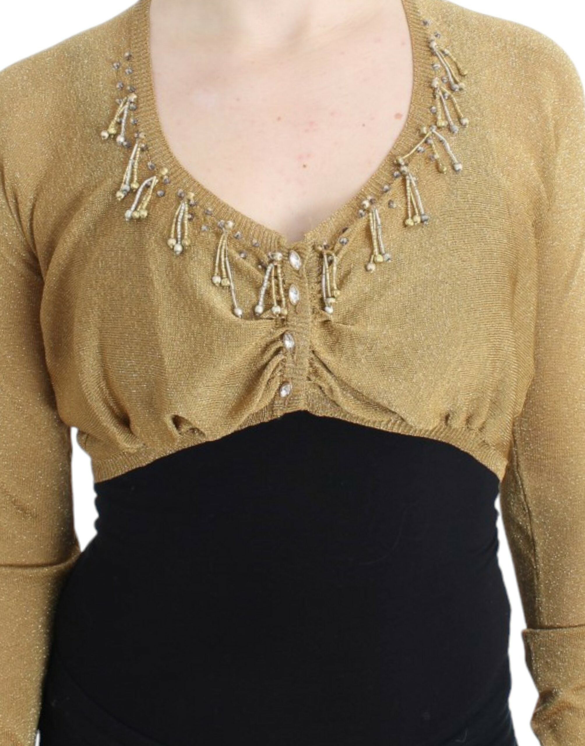 Cavalli Goldfarbener Shrug mit Verzierungen