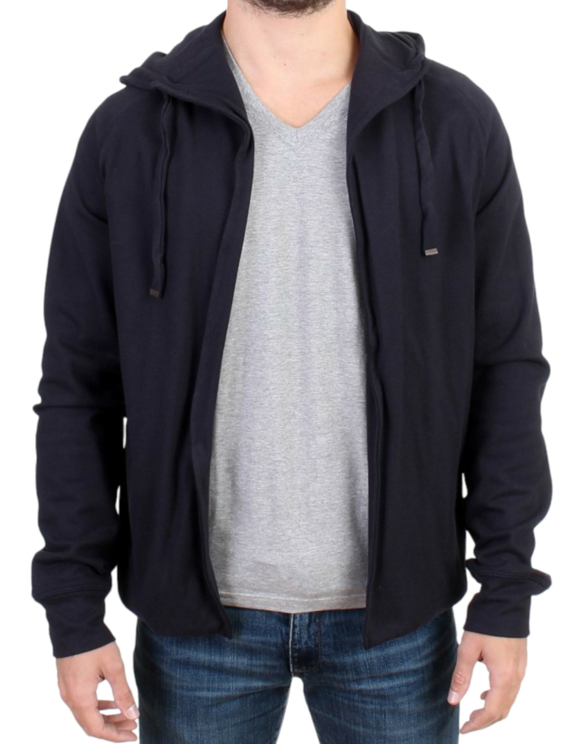Costume National Blauer Baumwollpullover mit Kapuze