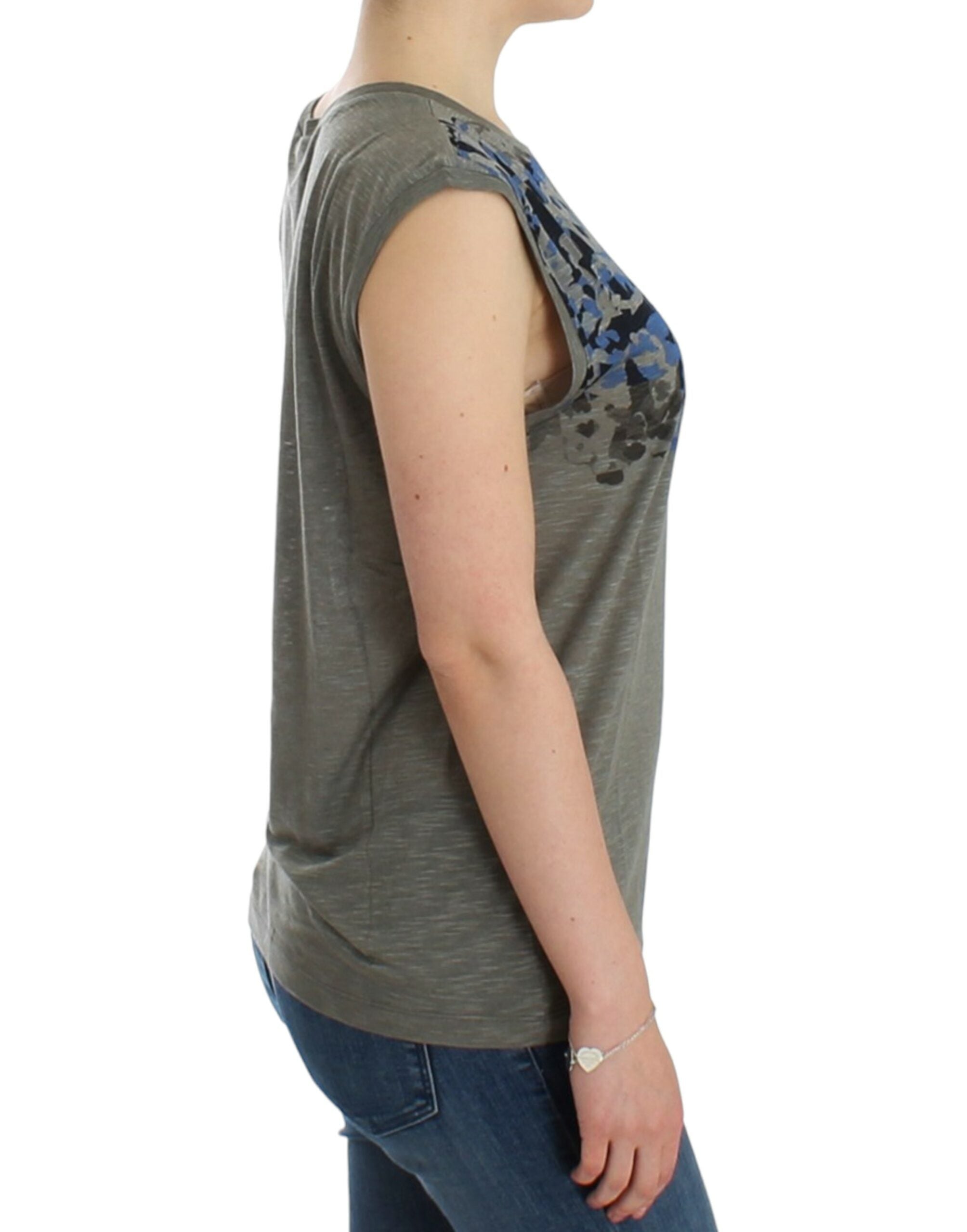 Costume National Ärmelloses T-Shirt mit grauem Aufdruck