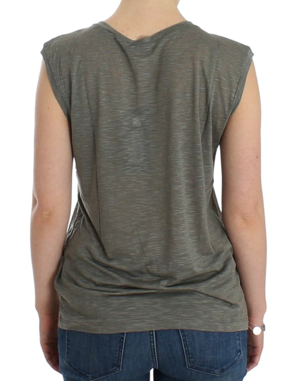 Costume National Ärmelloses T-Shirt mit grauem Aufdruck