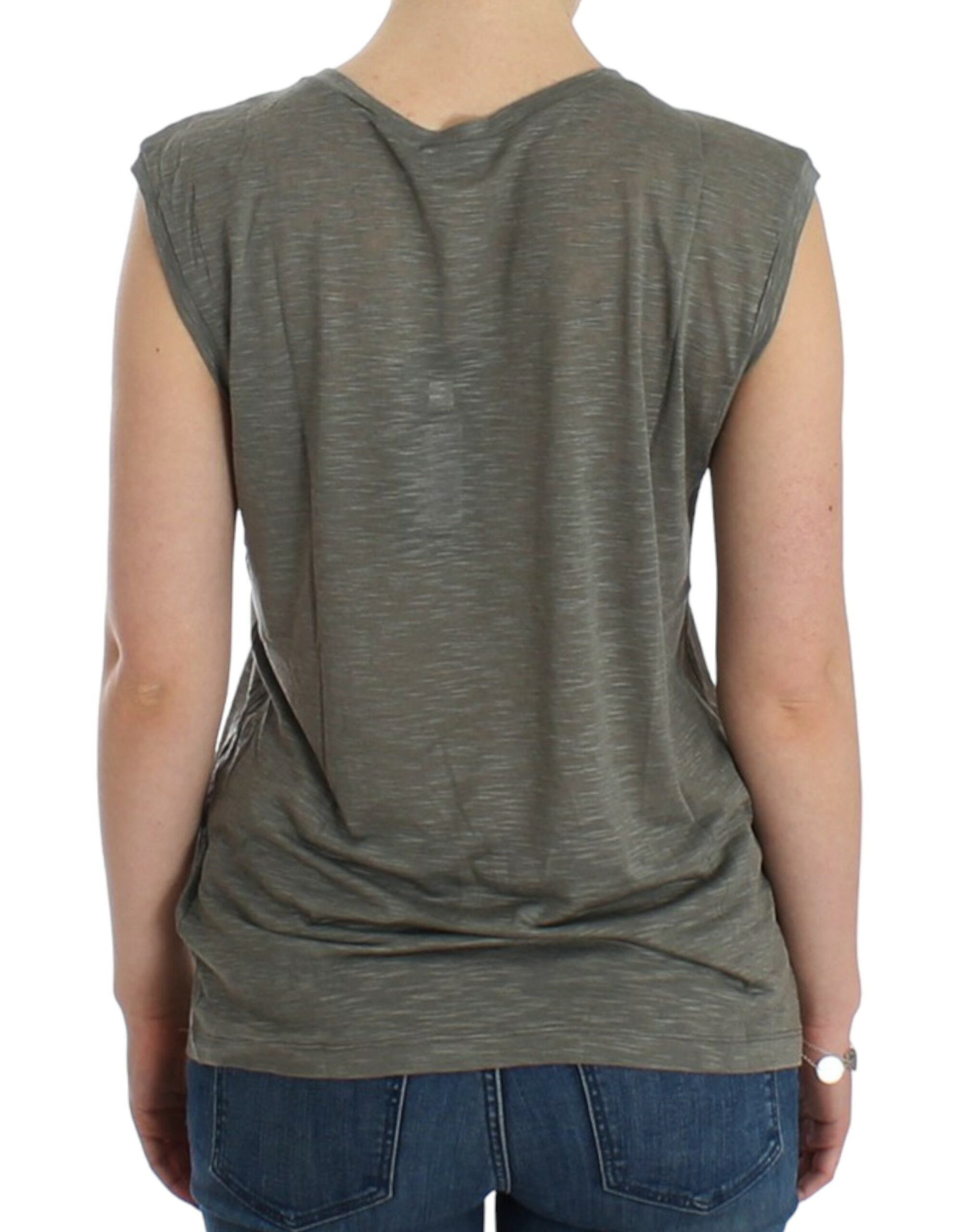 Costume National Ärmelloses T-Shirt mit grauem Aufdruck