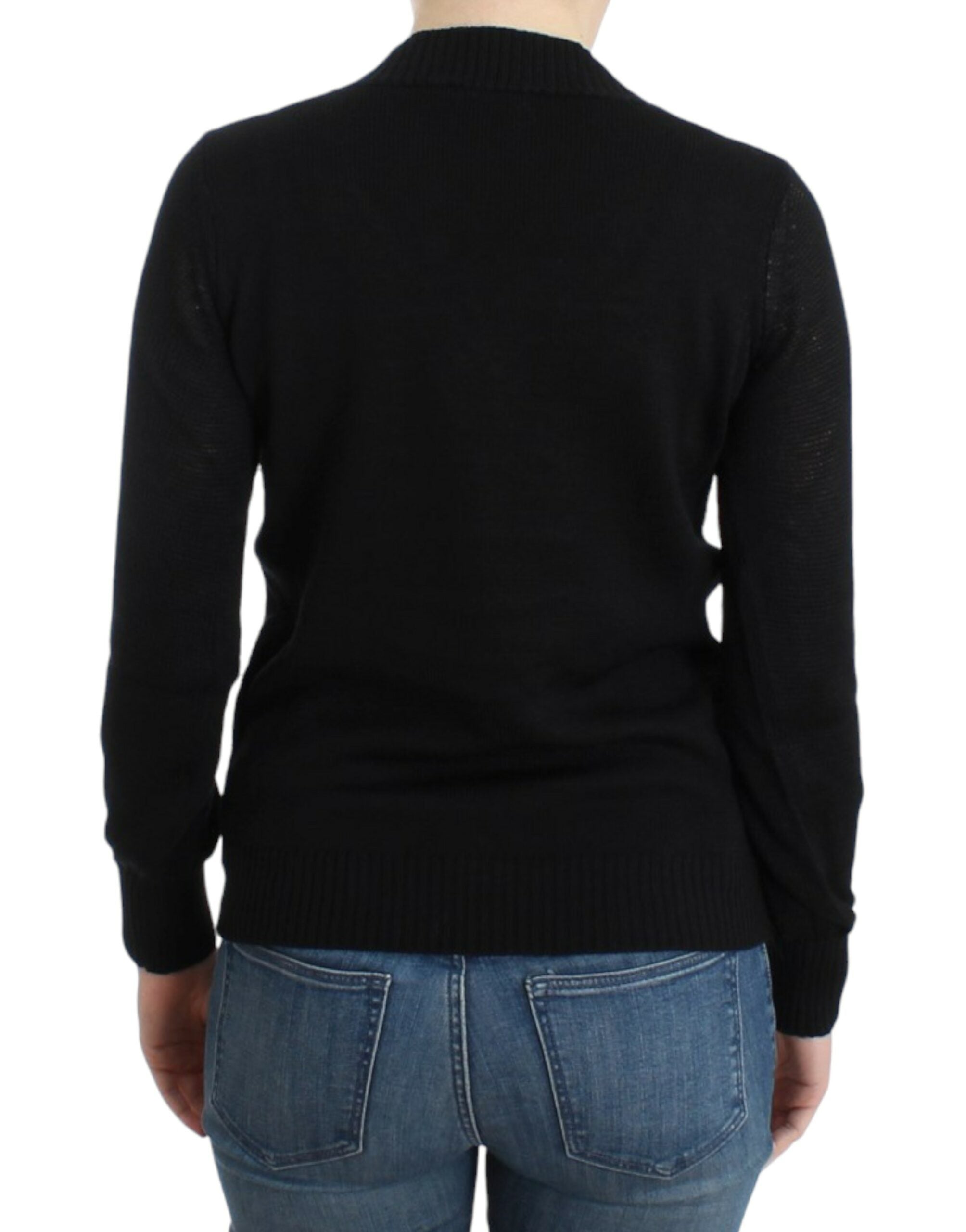 Costume National Schwarzer Wollpullover mit V-Ausschnitt