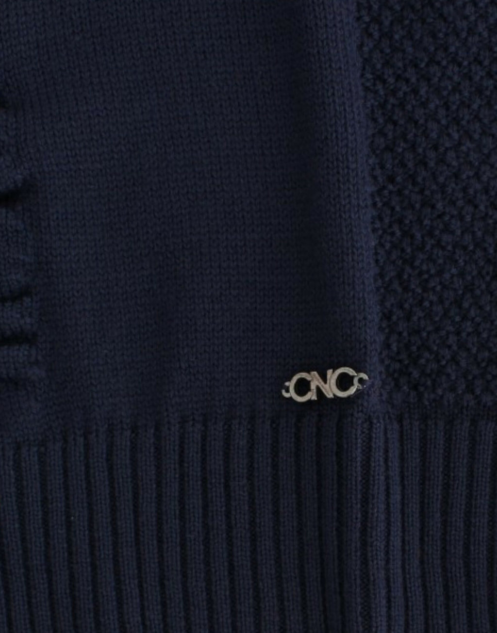 Costume National Dunkelblauer Wollpullover mit V-Ausschnitt