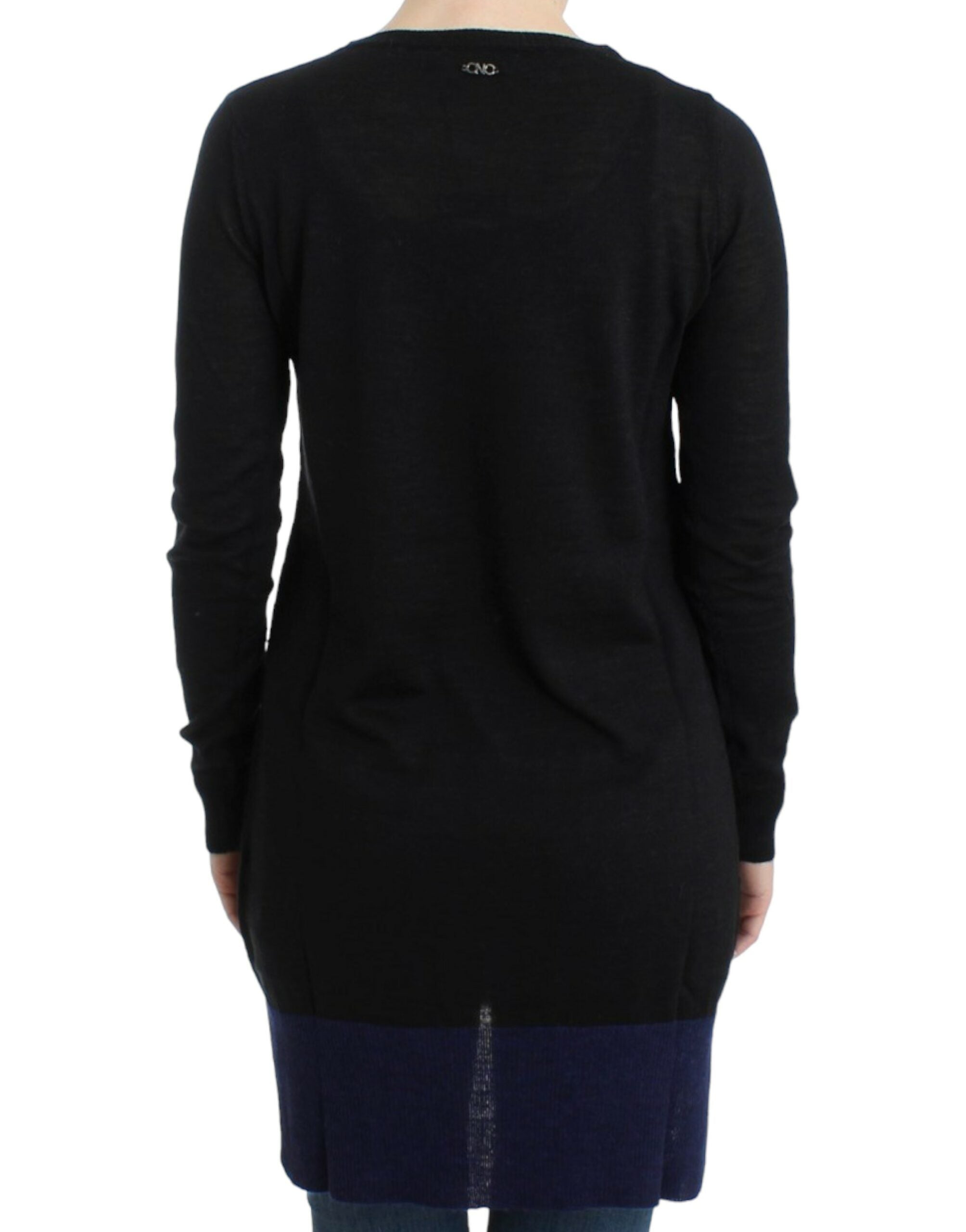Costume National Leichter schwarzer Pullover mit V-Ausschnitt