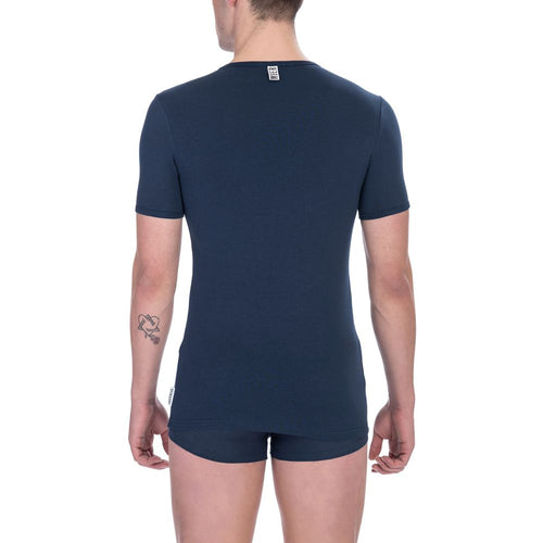 Bikkembergs Herren Doppelpack T-Shirt aus blauer Baumwolle